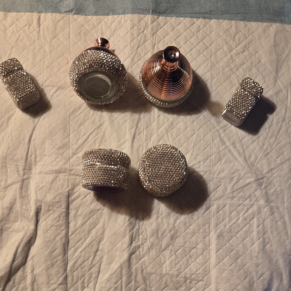 Elegant Silver and Copper Color Perfume Bottle Set